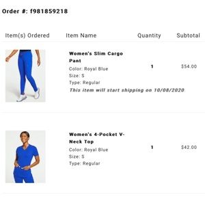 JAANUU royal blue scrubs. Size small super stretchy!